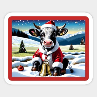 Santa Baby Cow Sticker